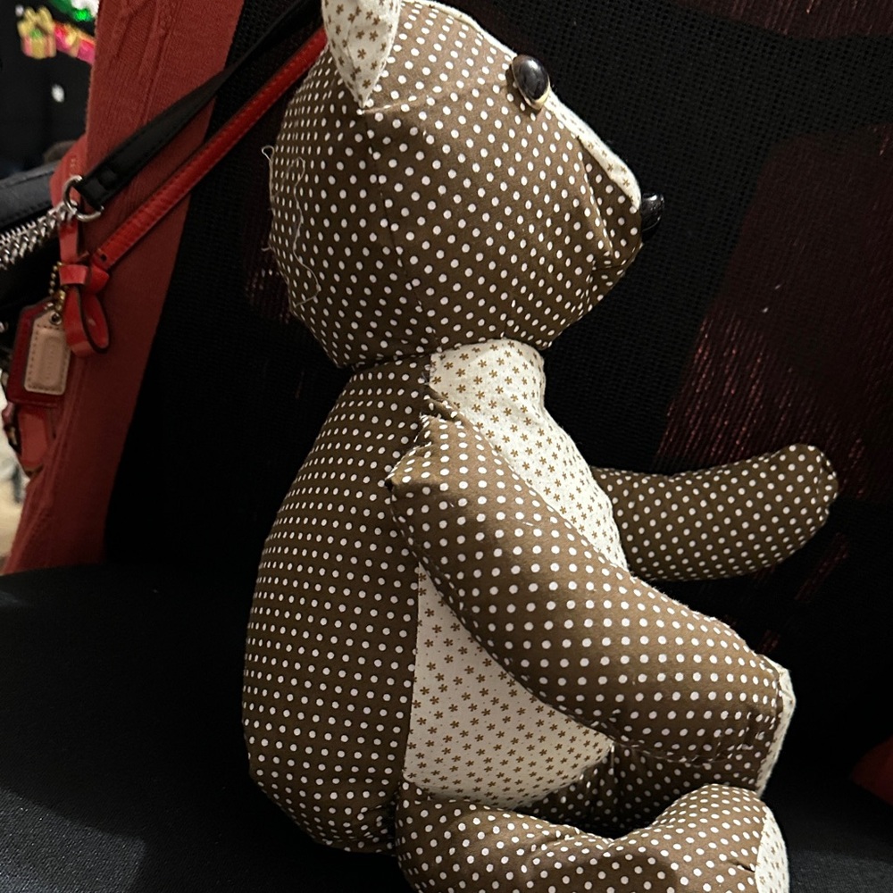 Polka Dot Brown and Cream Teddy Bear - Picture 2 of 5